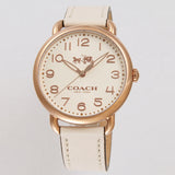 Coach Delancey White Dial White Leather Strap Watch for Women - 14502716