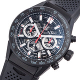 Tag Heuer Carrera Automatic Chronograph Black Dial Black Rubber Strap Watch for Men - CBG2A90.FT6173