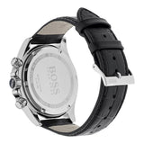Hugo Boss Ikon Chronograph Black Dial Black Leather Strap Watch for Men - 1513178