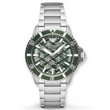 Emporio Armani Sea Explorer Meccanico Automatic Green Dial Silver Steel Strap Watch For Men - AR60061