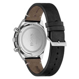 Hugo Boss Globetrotter Chronograph Black Dial Black Leather Strap Watch for Men - 1513864