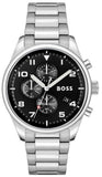 Hugo Boss View Chronograph Black Dial Silver Steel Strap Watch For Men - 1514008