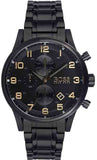 Hugo Boss Aeroliner Chronograph Black Dial Black Steel Strap Watch for Men - 1513275