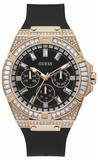 Guess Zeus Multifunction Crystals Black Dial Black Silicone Strap Watch For Men - GW0208G4