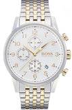 Hugo Boss Navigator Chronograph White Dial Two Tone Steel Strap Watch for Men - 1513499