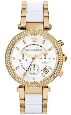 Michael Kors Parker White Dial Two Tone Steel Strap Watch for Women - MK6119