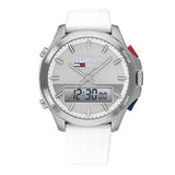 Tommy Hilfiger Digital Silver Dial White Silicone Strap Watch For Men - 1791764