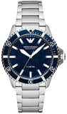 Emporio Armani Sea Explorer Meccanico Automatic Blue Dial Silver Steel Strap Watch For Men - AR60059
