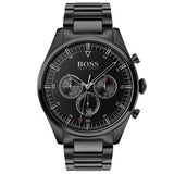 Hugo Boss Pioneer Chronograph Black Dial Black Steel Strap Watch for Men - 1513714