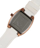 Guess Raven Diamonds Rose Gold Dial White Silicone Strap Watch for Women - GW0105L3