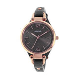 Fossil Georgia Smoke Grey Dial Grey Leather Strap Watch for Women - ES3077