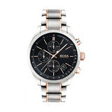 Hugo Boss Grand Prix Chronograph Black Dial Two Tone Steel Strap Watch for Men - 1513473