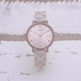 Emporio Armani Kappa Quartz Rose Gold Dial Pink Leather Strap Watch For Women - AR11010