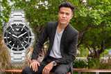 Emporio Armani Diver Chronograph Black Dial Silver Steel Strap Watch For Men - AR11360