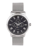 Guess Delancey Black Dial Silver Mesh Bracelet Watch for Men - W0871G1