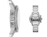 Emporio Armani Diver Chronograph Green Dial Silver Steel Strap Watch For Men - AR11500