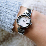 Gucci Guccissima Diamonds Mother of Pearl Dial Silver Steel Strap Watch For Women - YA134504