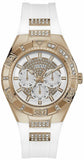 Guess Luna Diamonds White Dial White Rubber Strap Watch for Women - W0653L4
