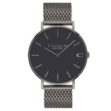 Coach Charles Black Dial Grey Mesh Bracelet Watch for Men - 14602145