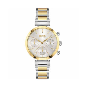 Hugo Boss Flawless Chronograph Silver Dial Two Tone Steel Strap Watch for Women - 1502550