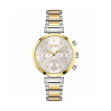 Hugo Boss Flawless Chronograph Silver Dial Two Tone Steel Strap Watch for Women - 1502550