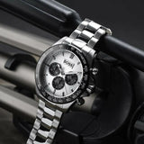 Hugo Boss Ikon Chronograph Silver Dial Silver Steel Strap Watch for Men - 1512964