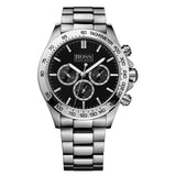 Hugo Boss Ikon Chronograph Black Dial Silver Steel Strap Watch for Men - 1512965