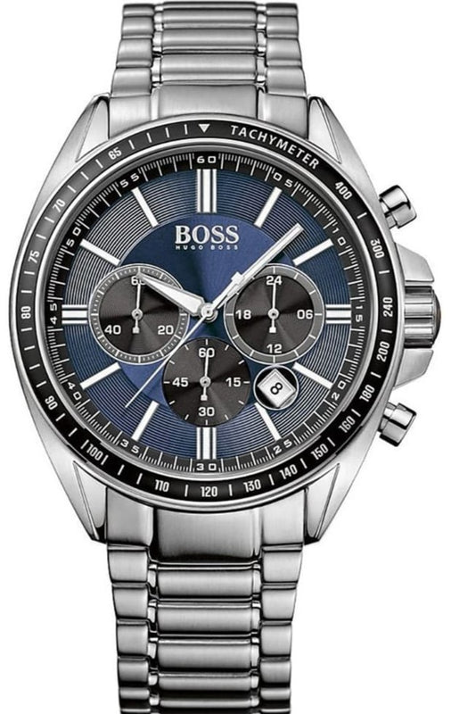Hugo Boss Driver Chronograph Blue Dial Silver Steel Strap Watch for Men - 1513081