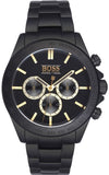 Hugo Boss Ikon Chronograph Black Dial Black Steel Strap Watch for Men - 1513278