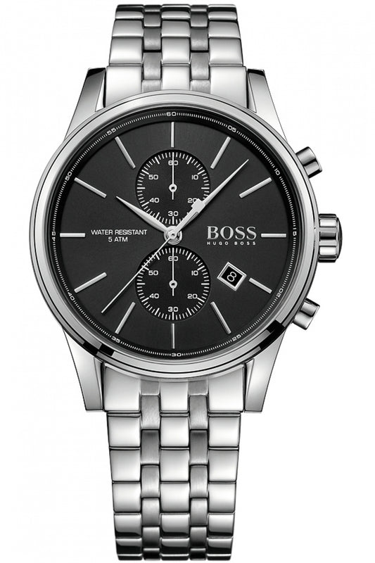 Hugo Boss Jet Chronograph Black Dial Silver Steel Strap Watch for Men - 1513383