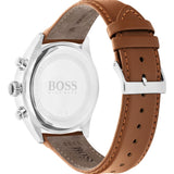 Hugo Boss Grand Prix Chronograph White Dial Brown Leather Strap Watch for Men - 1513475