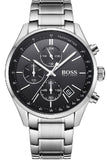 Hugo Boss Grand Prix Chronograph Black Dial Silver Steel Strap Watch for Men - 1513477