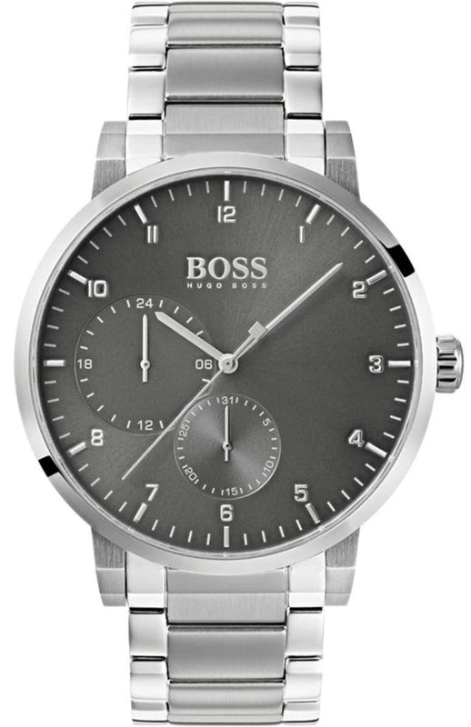 Hugo Boss Oxygen Chronograph Grey Dial Silver Steel Strap Watch for Men - 1513596