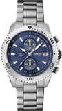 Hugo Boss Vela Diver Chronograph Blue Dial Silver Steel Strap Watch for Men - 1513775