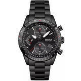 Hugo Boss Aero Chronograph Black Dial Black Steel Strap Watch for Men - 1513771