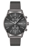 Hugo Boss Associate Chronograph Black Dial Black Mesh Bracelet Watch for Men - 1513769
