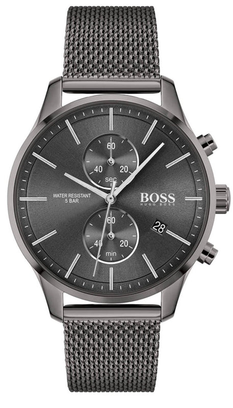 Hugo Boss Associate Chronograph Grey Dial Grey Mesh Bracelet Watch for Men - 1513870