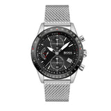 Hugo Boss Pilot Edition Chronograph Black Dial Silver Mesh Bracelet Watch for Men - 1513886