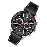 Hugo Boss Allure Chronograph Black Dial Black Leather Strap Watch for Men - 1513920