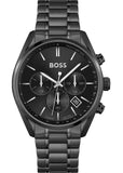 Hugo Boss Champion Chronograph Black Dial Black Steel Strap Watch for Men - 1513960