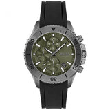 Hugo Boss Admiral Chronograph Green Dial Black Rubber Strap Watch for Men - 1513967
