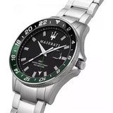 Maserati SFIDA Chronograph Black Dial Silver Steel Strap Watch For Men - R8853140005