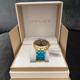 Versace Aion Chronograph Black Dial Gold Steel Strap Watch For Men - VE1D01721
