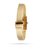 Gucci G Frame Quartz Diamonds White Red Blue Dial Gold Mesh Bracelet Watch For Women - YA147511