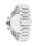 Tommy Hilfiger Troy Chronograph Blue Dial Silver Steel Strap Watch For Men - 1792104
