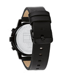 Tommy Hilfiger Troy Chronograph Black Dial Black Leather Strap Watch For Men - 1792110