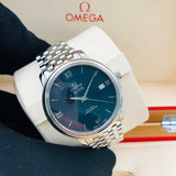 Omega De Ville Prestige Co-Axial Black Dial Silver Steel Strap Watch for Men - 424.10.40.20.01.001