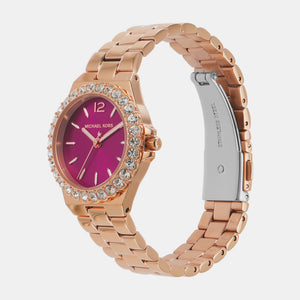 Michael Kors Lennox Analog Pink Dial Rose Gold Steel Strap Watch For Women - MK7396