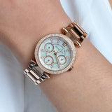 Michael Kors Parker White Dial Rose Gold Steel Strap Watch for Women - MK5616