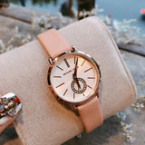 Michael Kors Petite Portia Silver Dial Pink Rubber Strap Watch For Women - MK2735